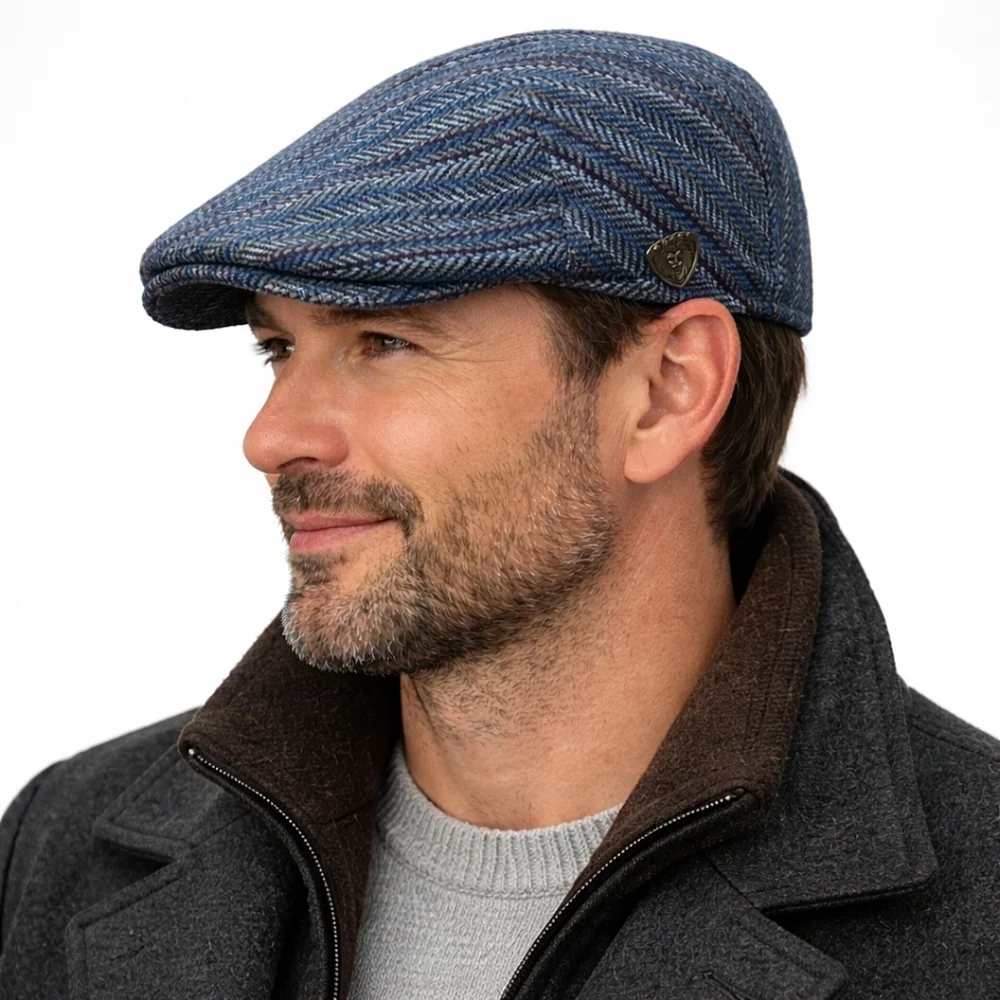 DOBBS Italian Wool Herringbone Newsboy Flat Hat Cap NWT Medium / 57 US 7 1/8
